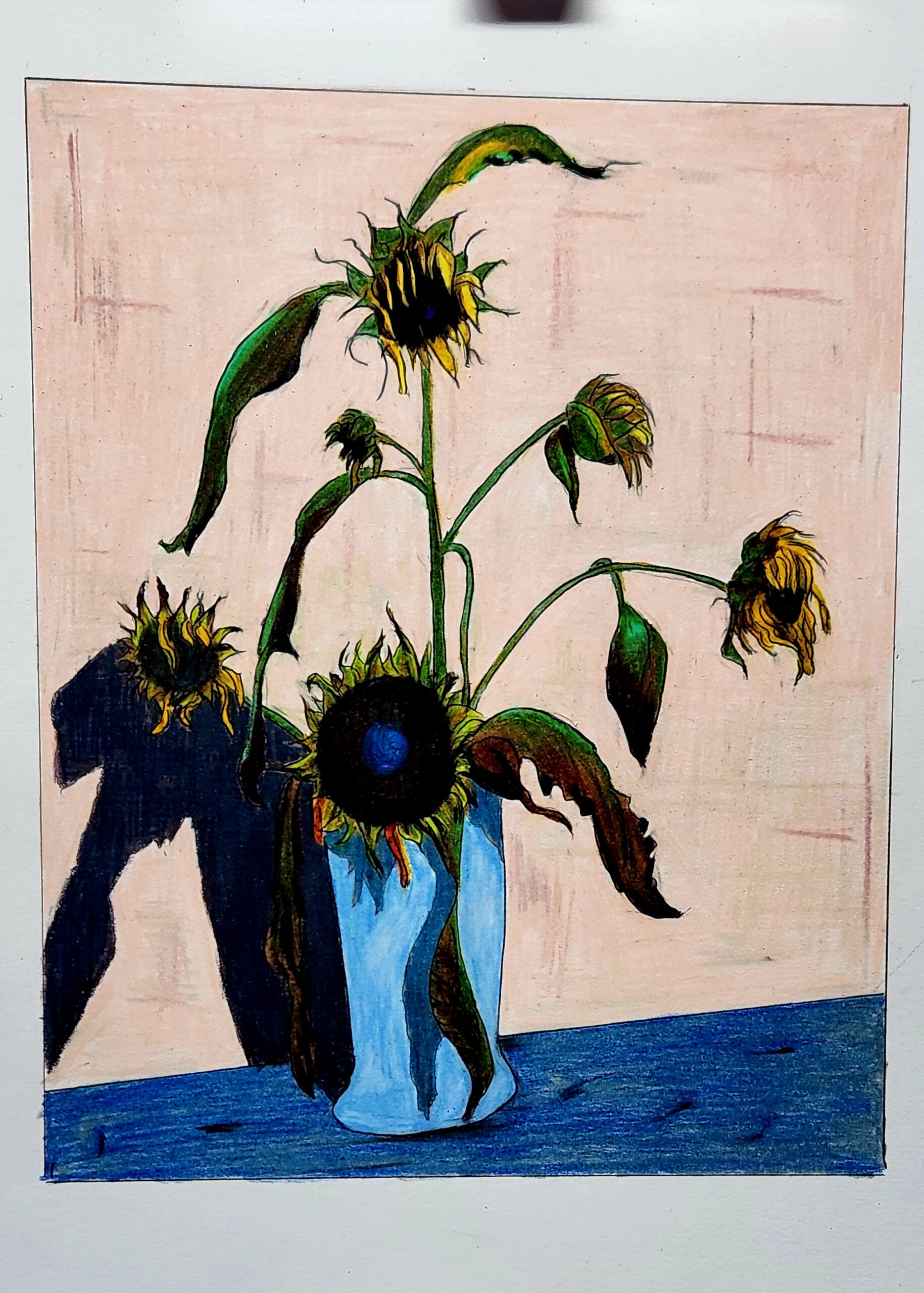 Sunflowers in a Blue Vase